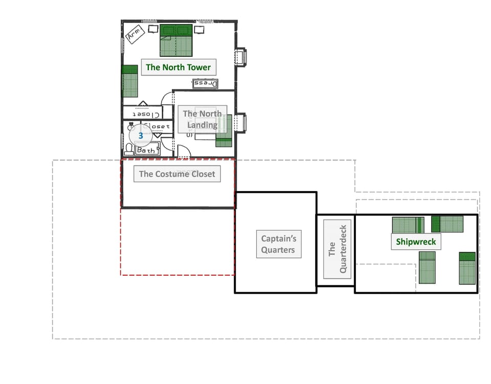 Farmhouse Floor plan. Upstairs. There are two sets of stairs. Cool, huh?