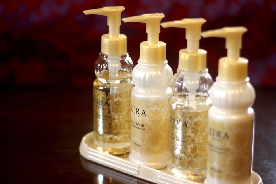 Separate tub and shower, free toiletries, hair dryer, bathrobes
