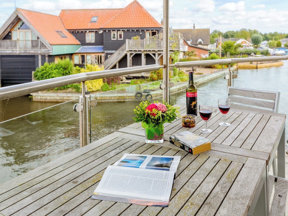 Attractive balcony area | Waterside - The Boathouse, Wroxham, near Norwich