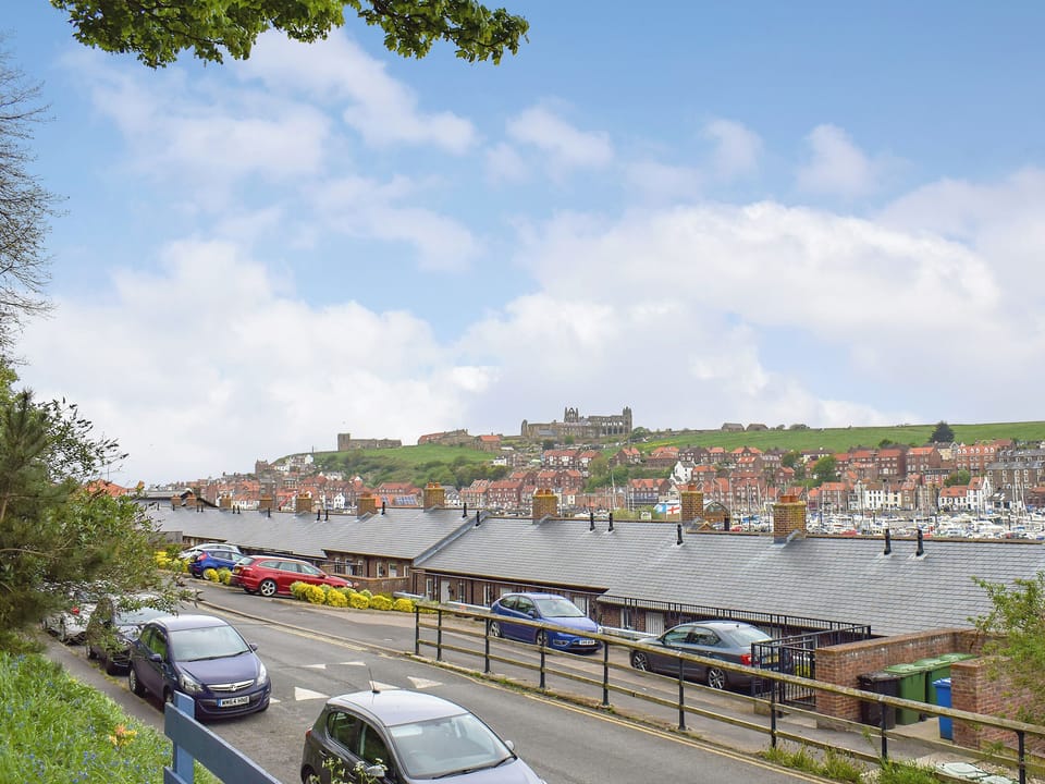Views of the Abbey in the distance from the garden | Esk View - Captains Row, Whitby