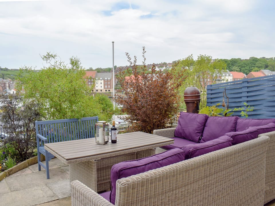 Harbour views from the delightful sitting out area | Esk View - Captains Row, Whitby