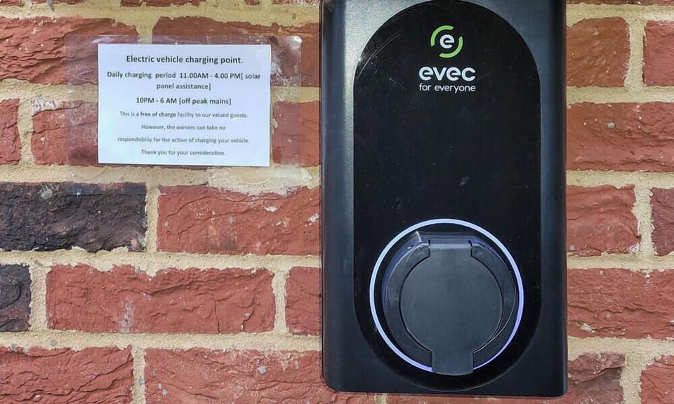 Free of charge, however the charger is of a non tethered type therefore guests should bring their own vehicle charging lead | Riverside Cottage, Old Costessey