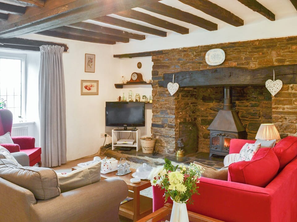 Delightful beamed living room | West Hurscott Cottage, Hurscott, near Barnstaple