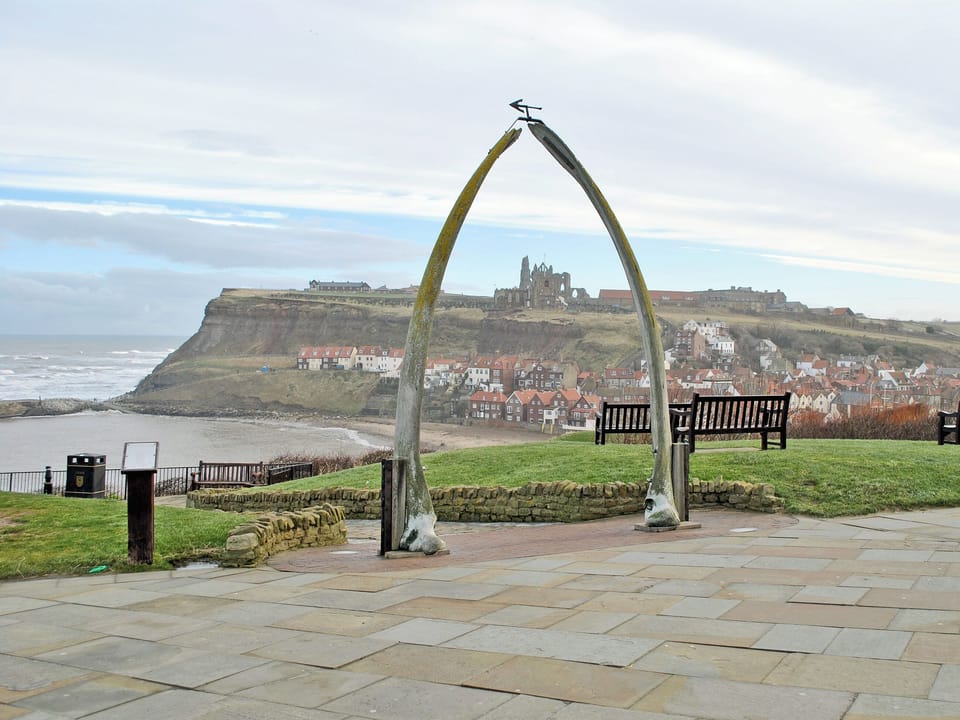 Whitby Abbey viewed through the famous whale jawbone | Whitby, Yorkshire