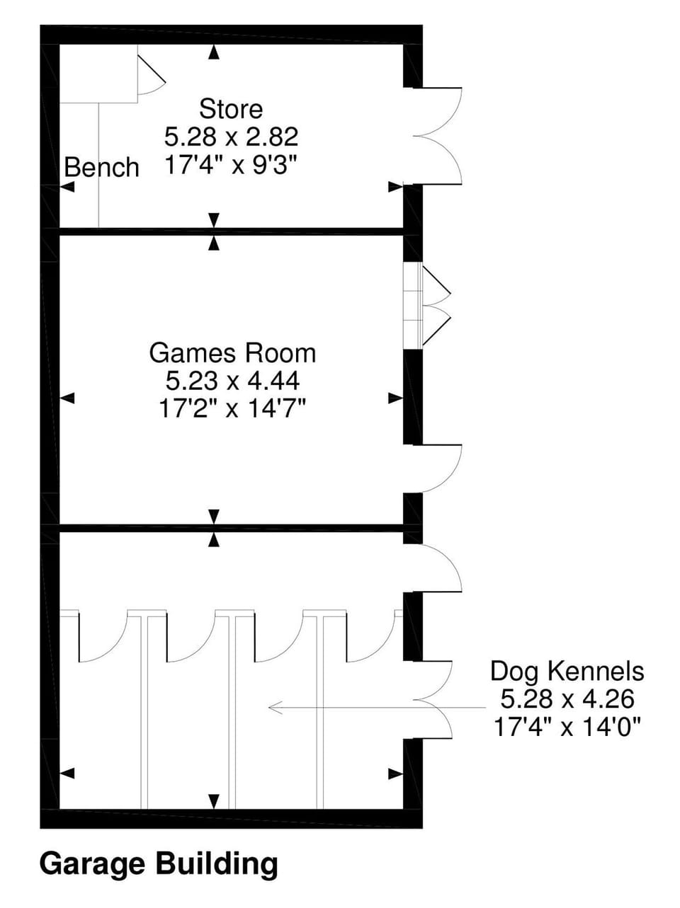 Floor plan of garage building | Beer Farm, Waterrow, near Wiveliscombe