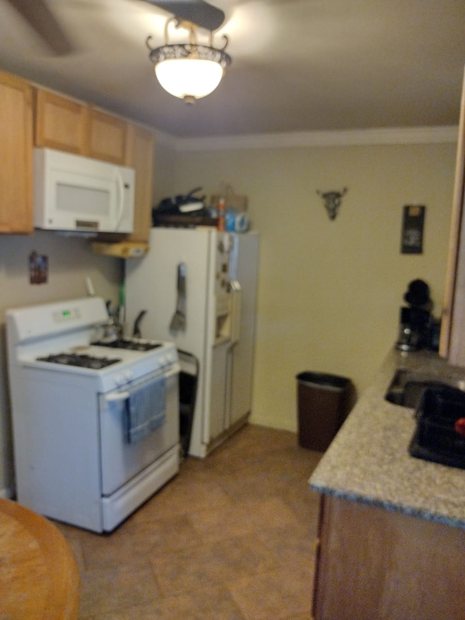 Large fridge, microwave, stove, pots & pans provided.