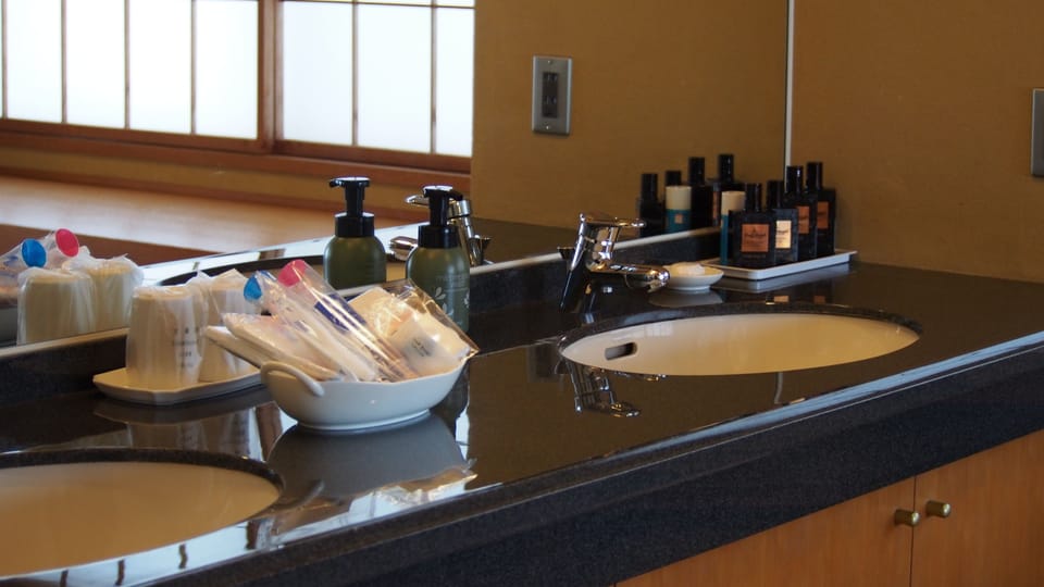 Japanese-style rooms in the New Building | Bathroom | Free toiletries, hair dryer, slippers, electronic bidet
