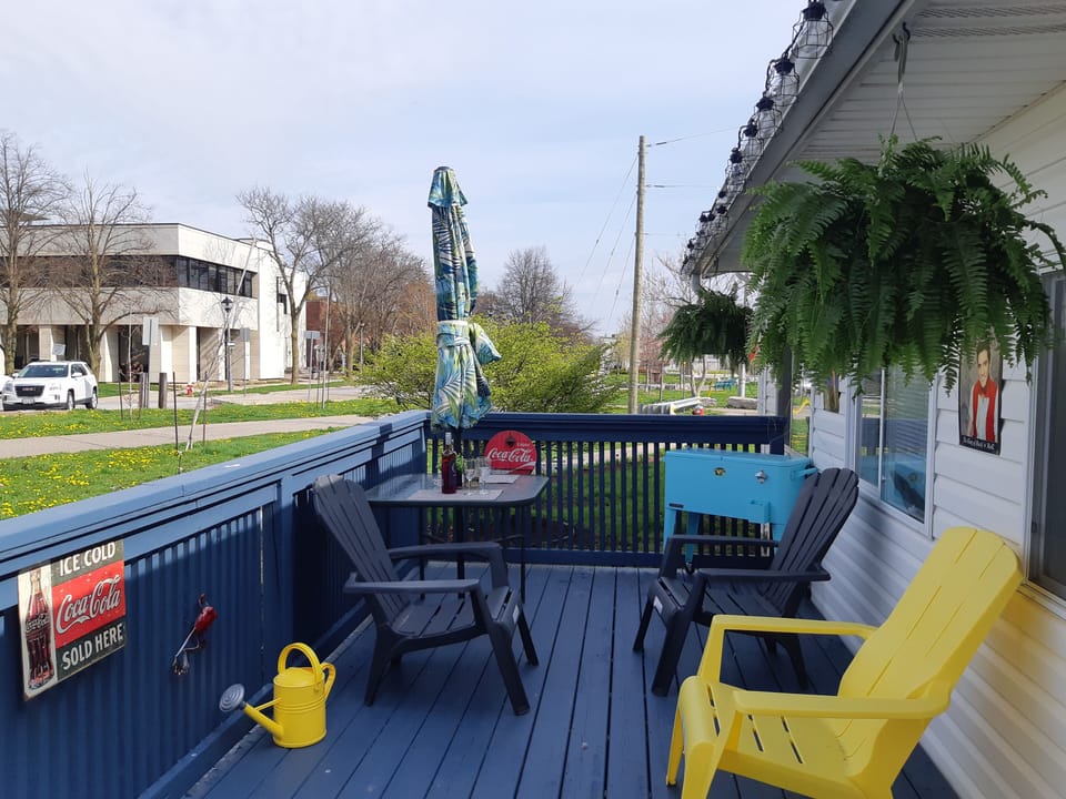 Huge 50s decor deck private and for you overlooking the Olympic Torch Run Trail
