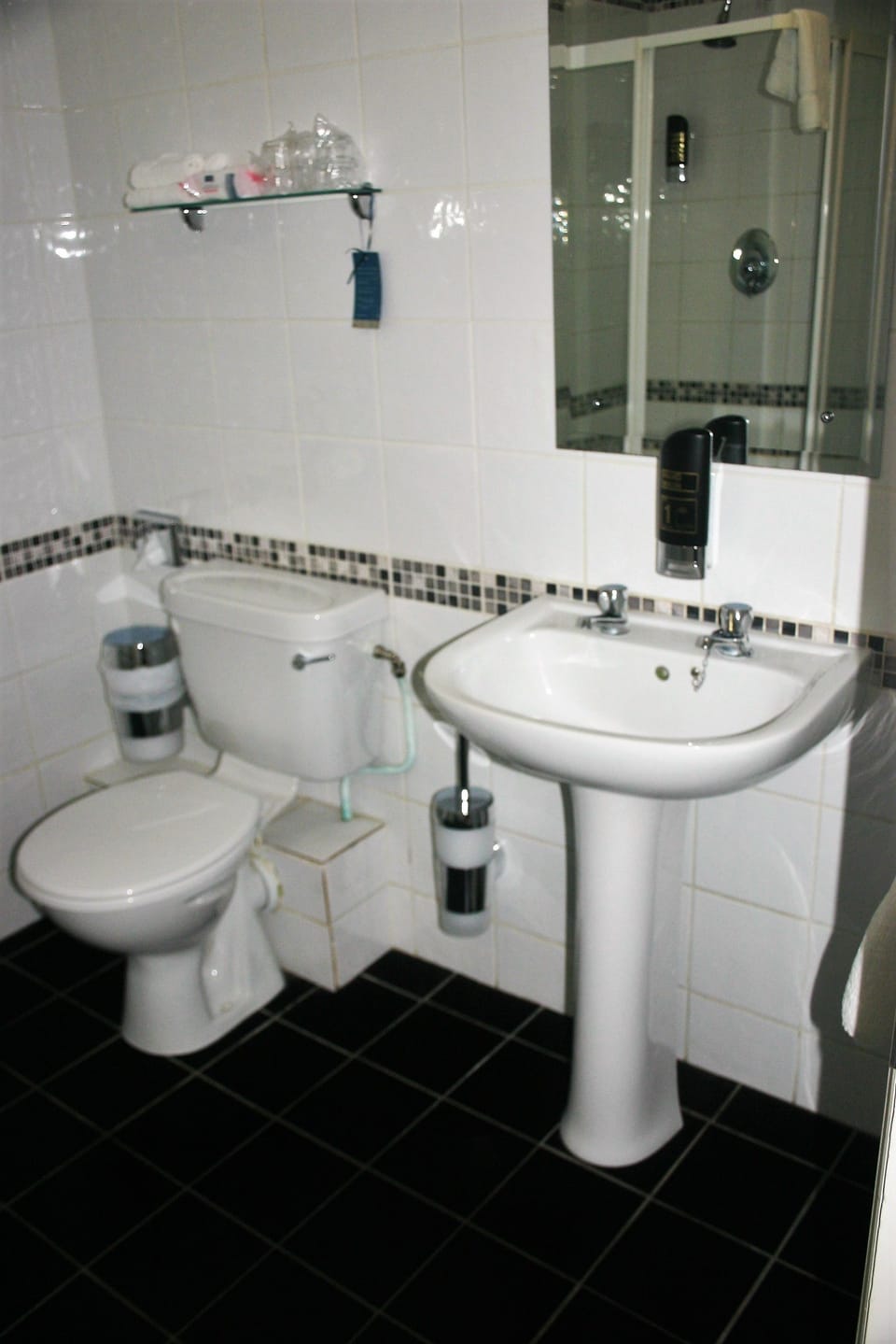 Combined shower/tub, free toiletries, hair dryer, towels