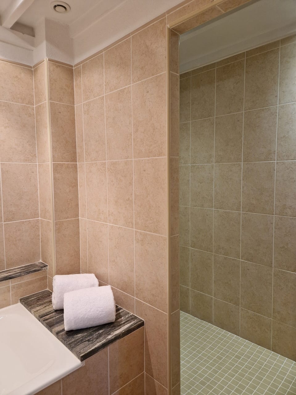 Grand Room (Confort) | Bathroom | Hair dryer, towels