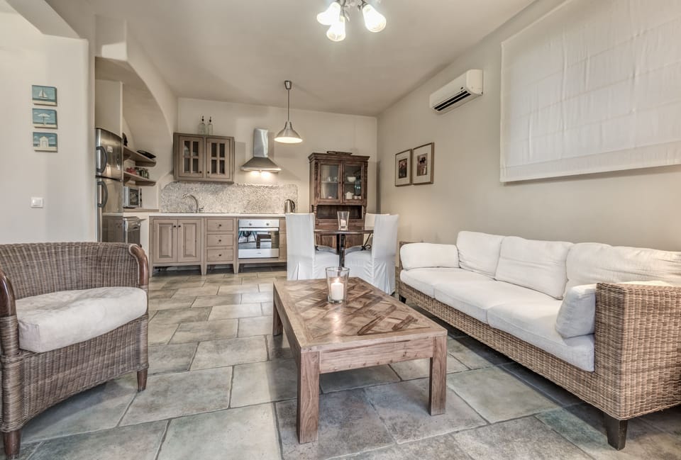 Traditional Villa, Private Pool | Living room | 32-inch flat-screen TV with satellite channels, TV, fireplace