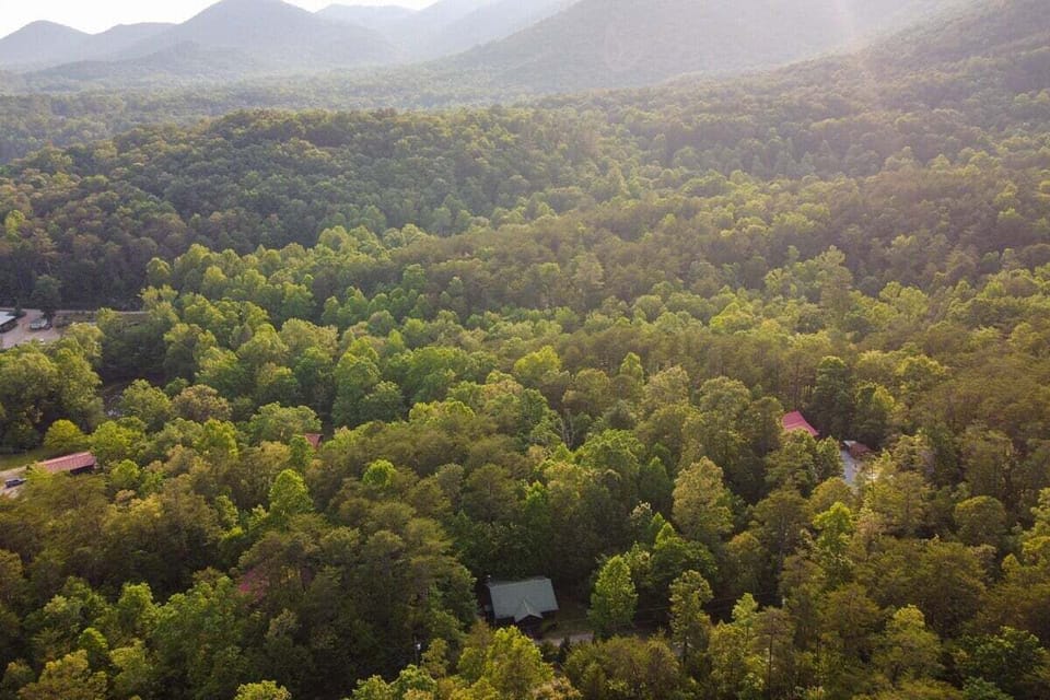 Aerial View showing surrounding area and home in the center, bottom with Green roof.