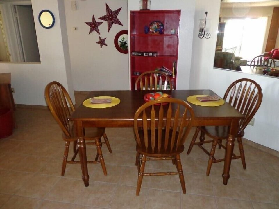 dining area with entrance to bedrooms 
