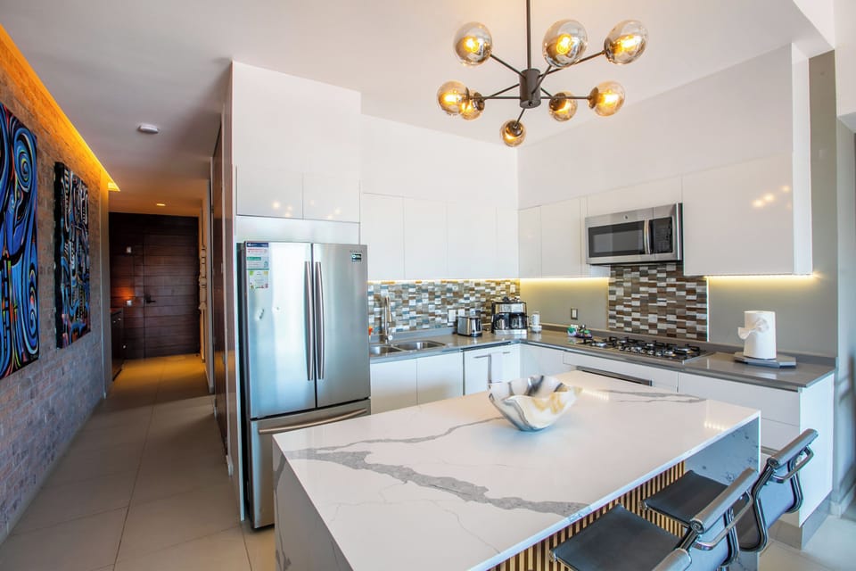 Stylish open kitchen invites culinary adventures