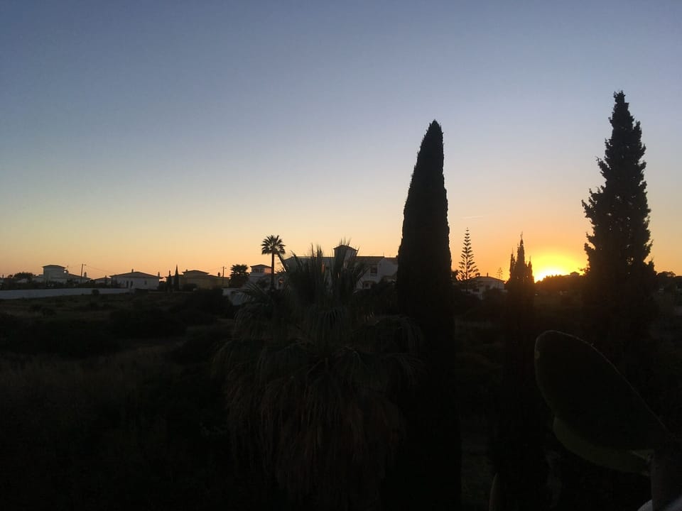 Beautiful sunset from the balcony on a spring evening