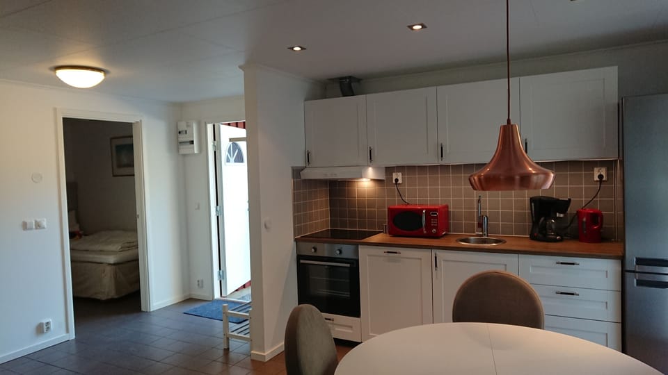 Superior Apartment | Private kitchen | Coffee/tea maker, full-size fridge, microwave, oven