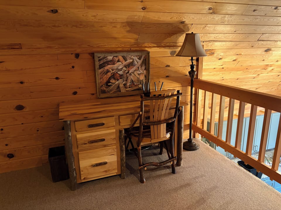Amish desk in loft .