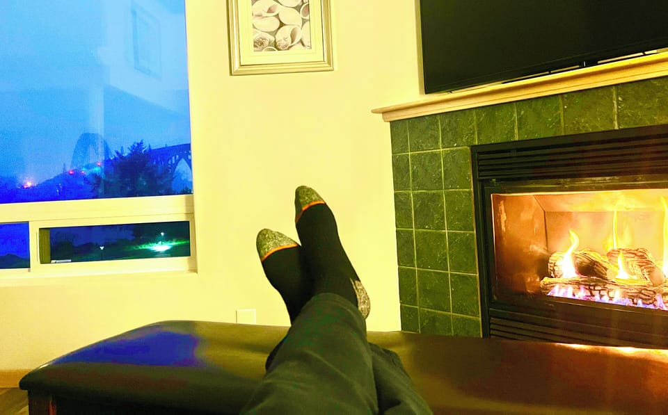 Cozy fireplace.