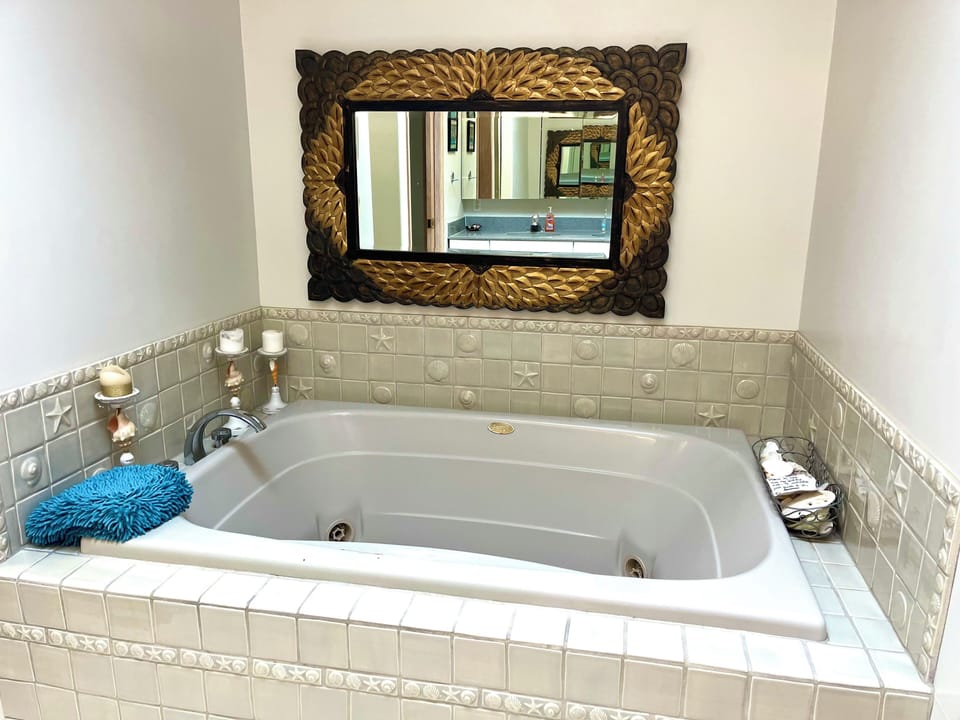 Jacuzzi tub in master suite bathroom.