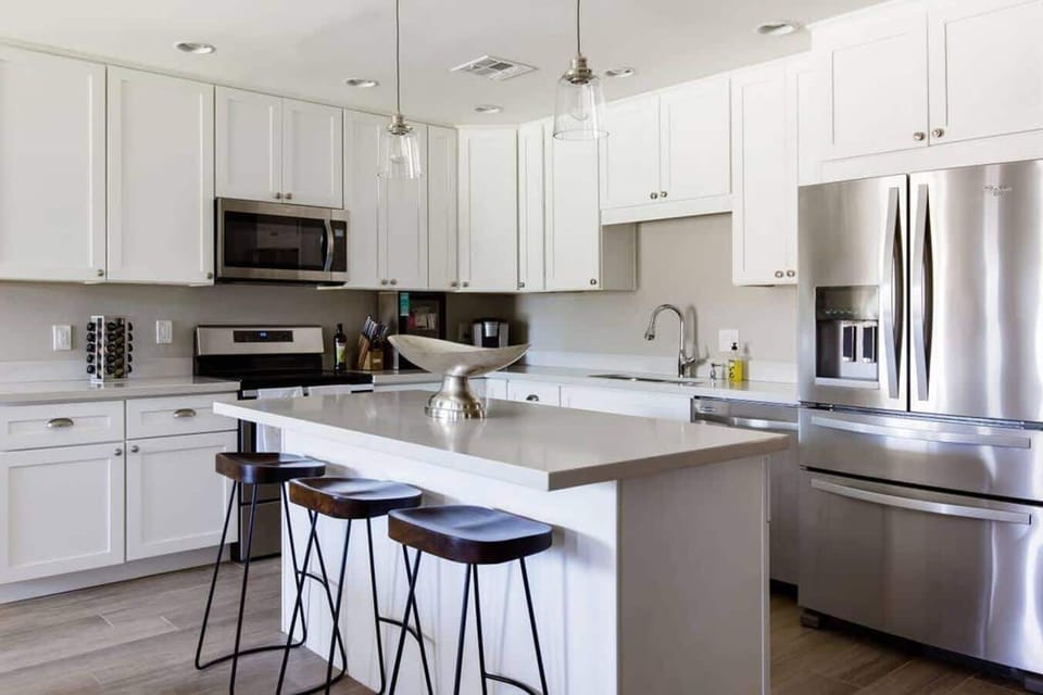 Stainless steel appliances.