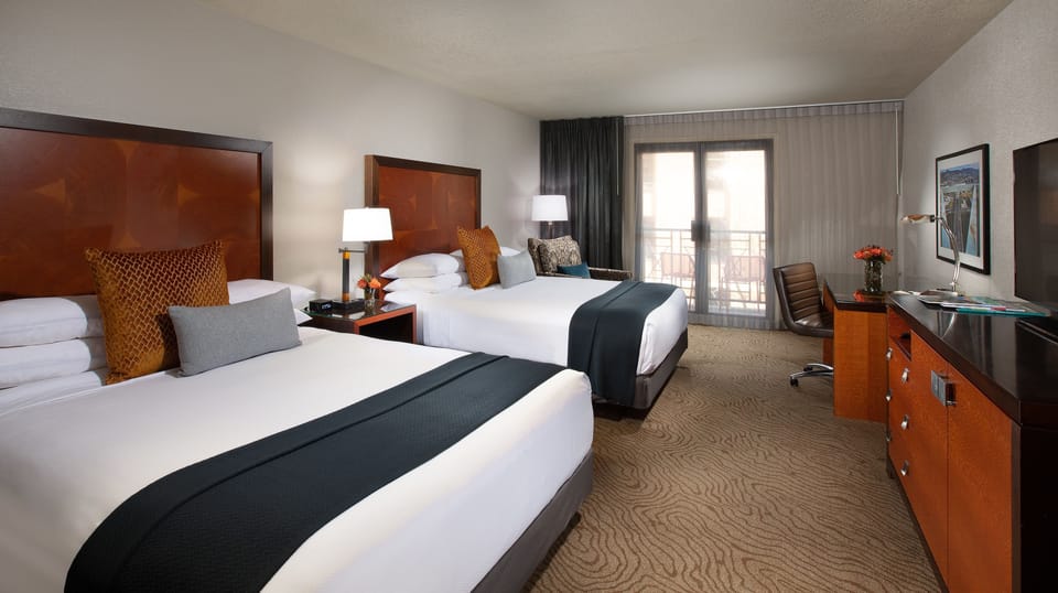 Room, 2 Queen Beds, Balcony | Premium bedding, pillowtop beds, in-room safe, desk
