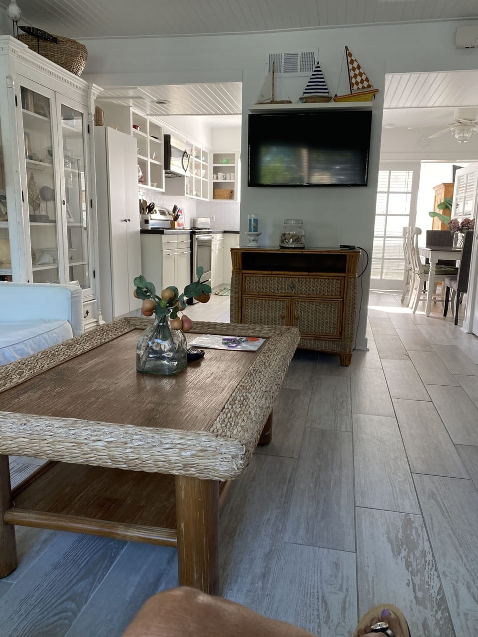 Unit A.  Looking from living room to kitchen