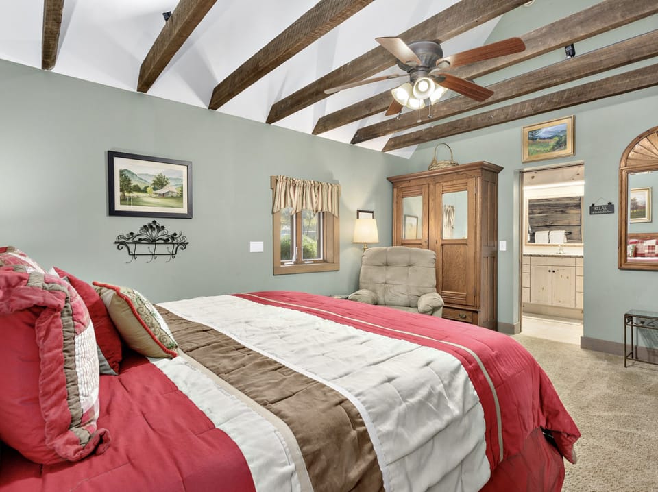 Called 'The Smokehouse', King Bed and full bath. 