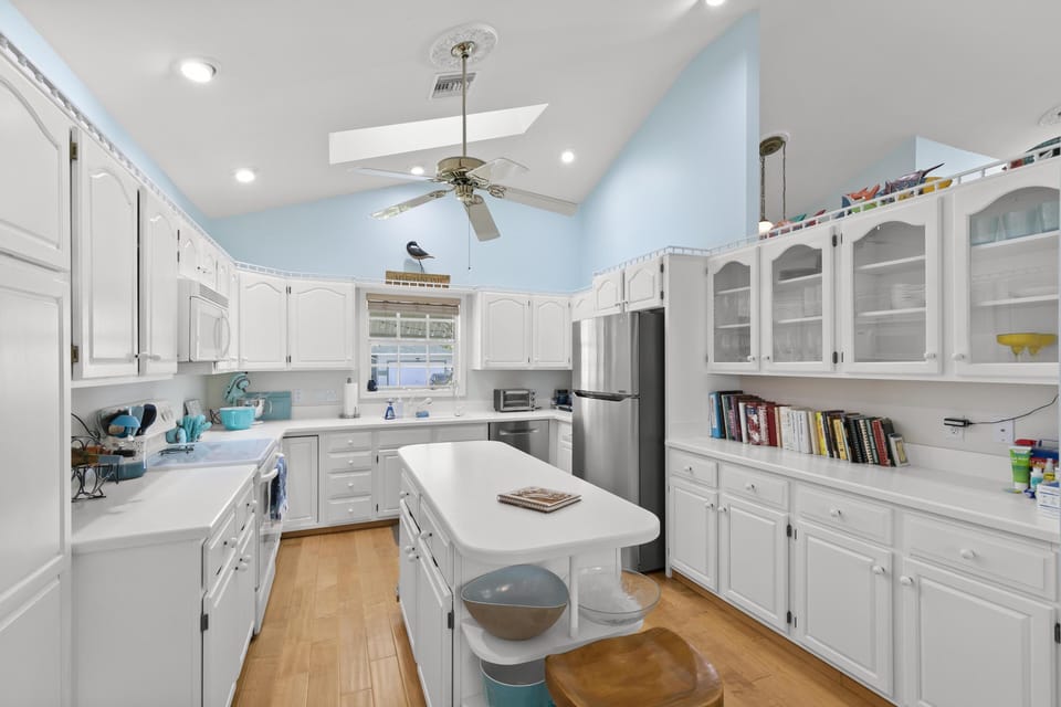 Fully stocked kitchen. Dishes, pots and pans, etc. 