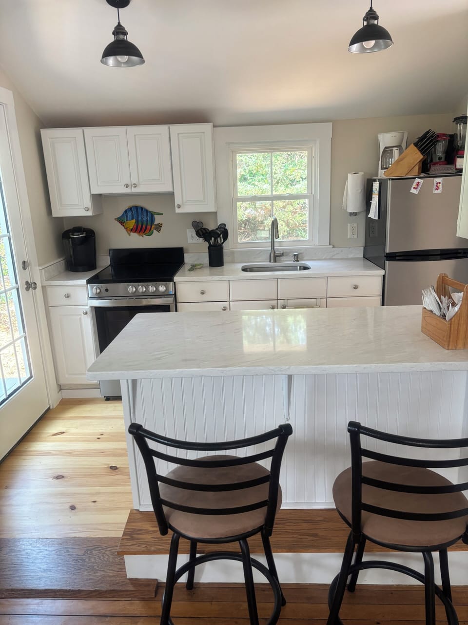 Fully stocked kitchen.
