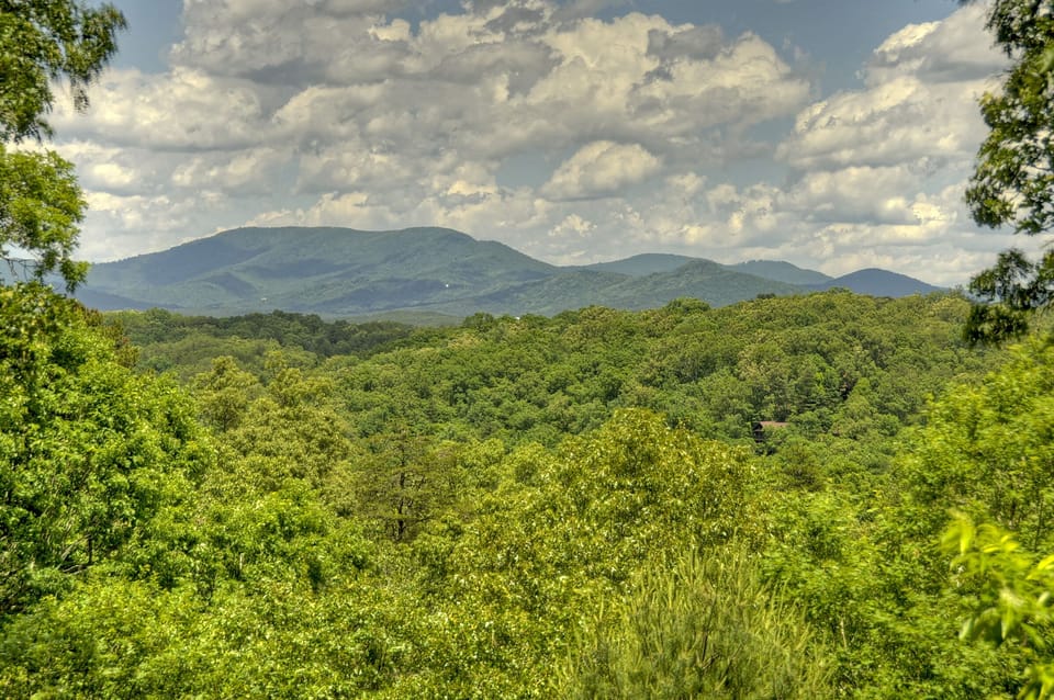 Beautiful tri-state mountain view from cabin back porch