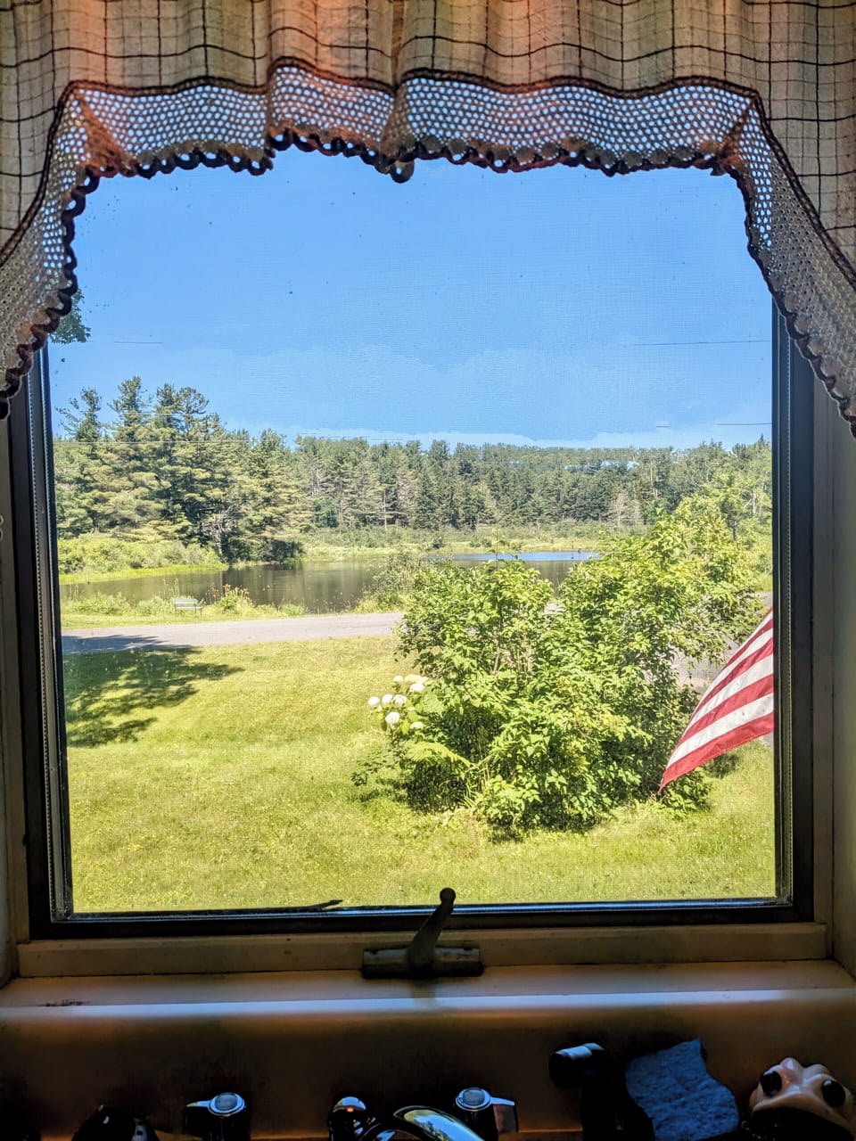 View of the pond from the kitchen sink