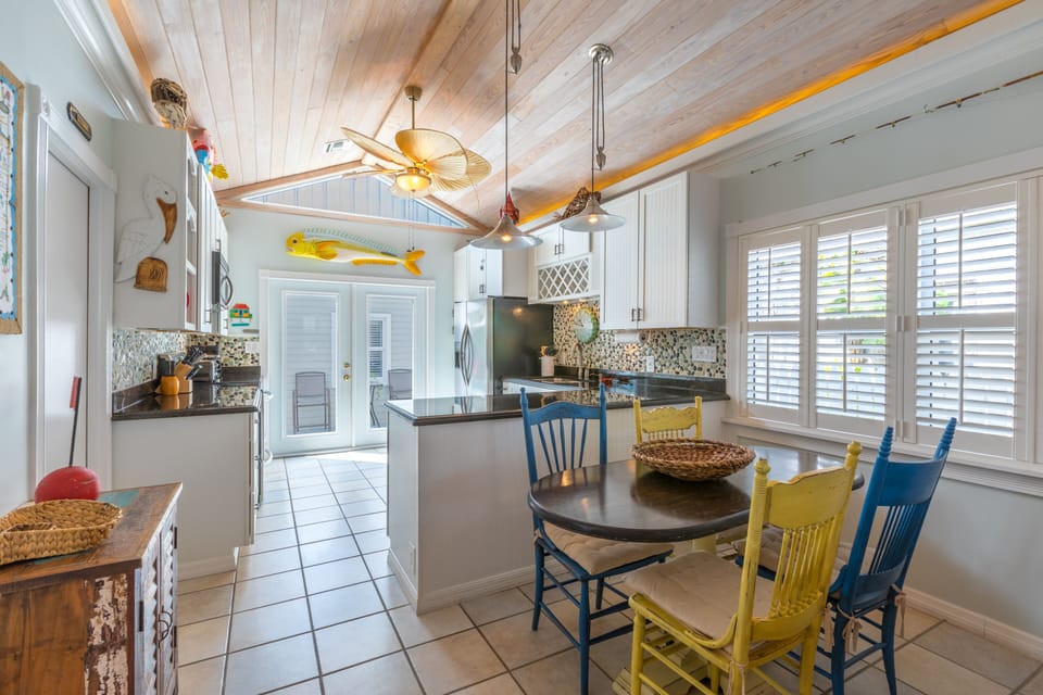 Open dining and kitchen area