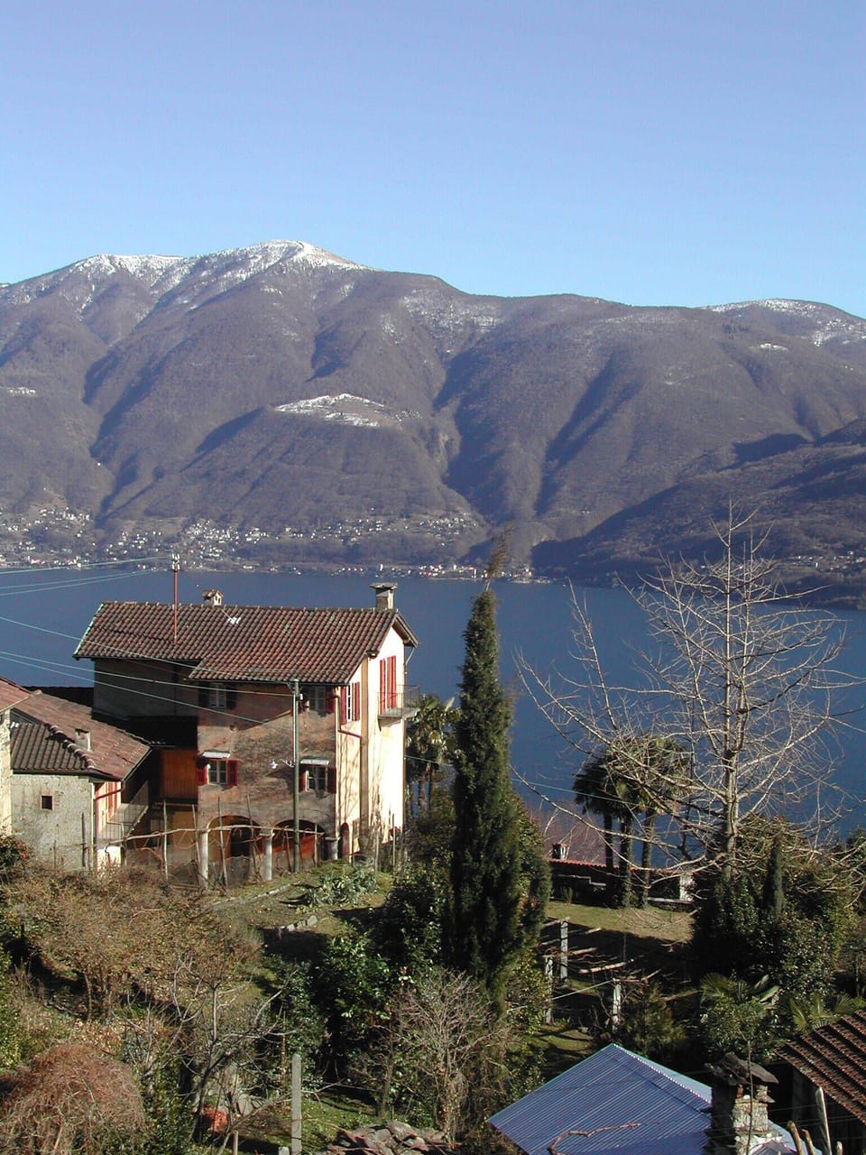 View from above with house and lake