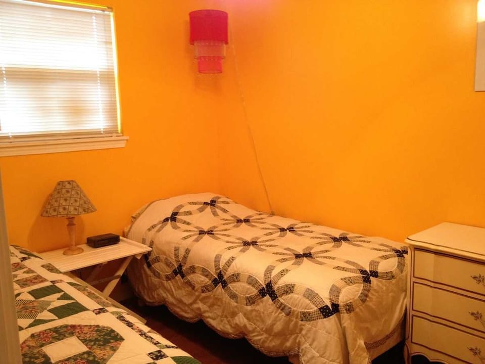The 'Gold Room' is perfect for kids. The beddings have been updated after photo.