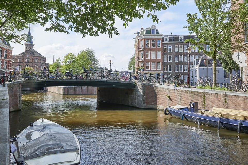 View from the apartment on "our" bridge across Bloemgracht...
