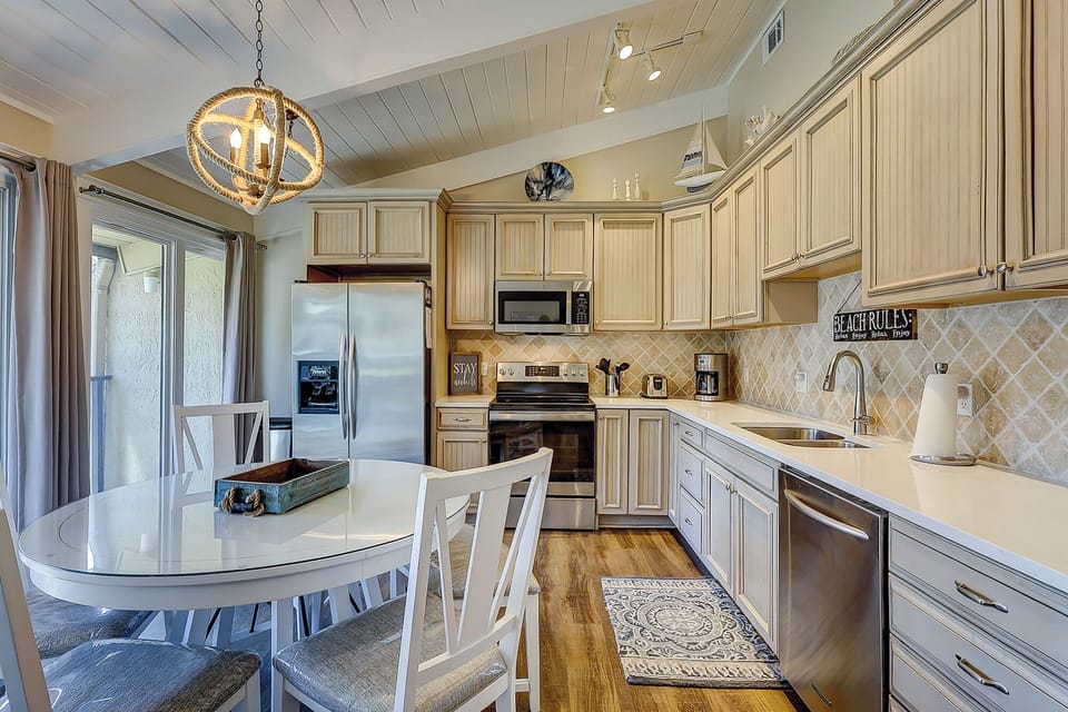 Kitchen with stainless steel appliances