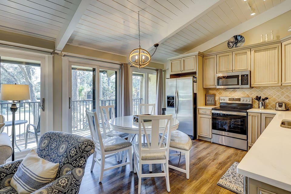 Kitchen with stainless steel appliances