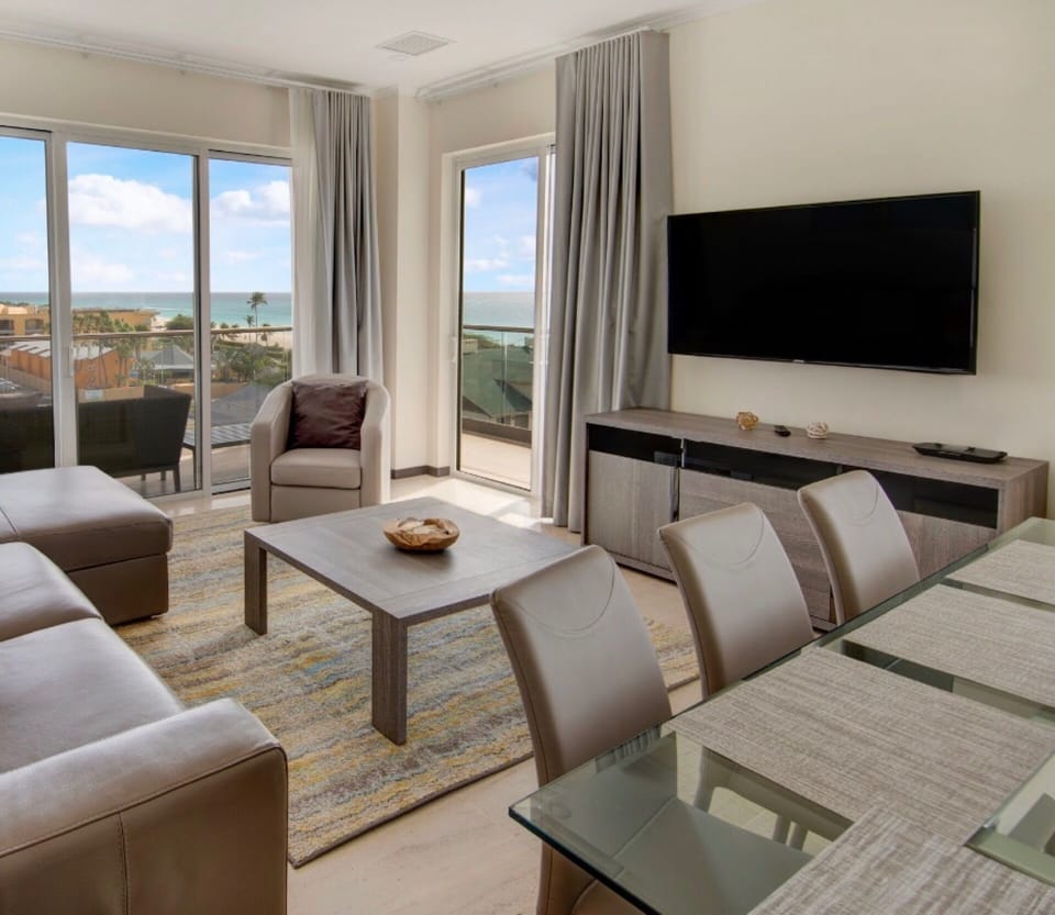 Living space with access to wrap-around balcony