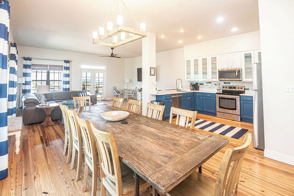 Open living on the main level with beach views, great for family entertaining