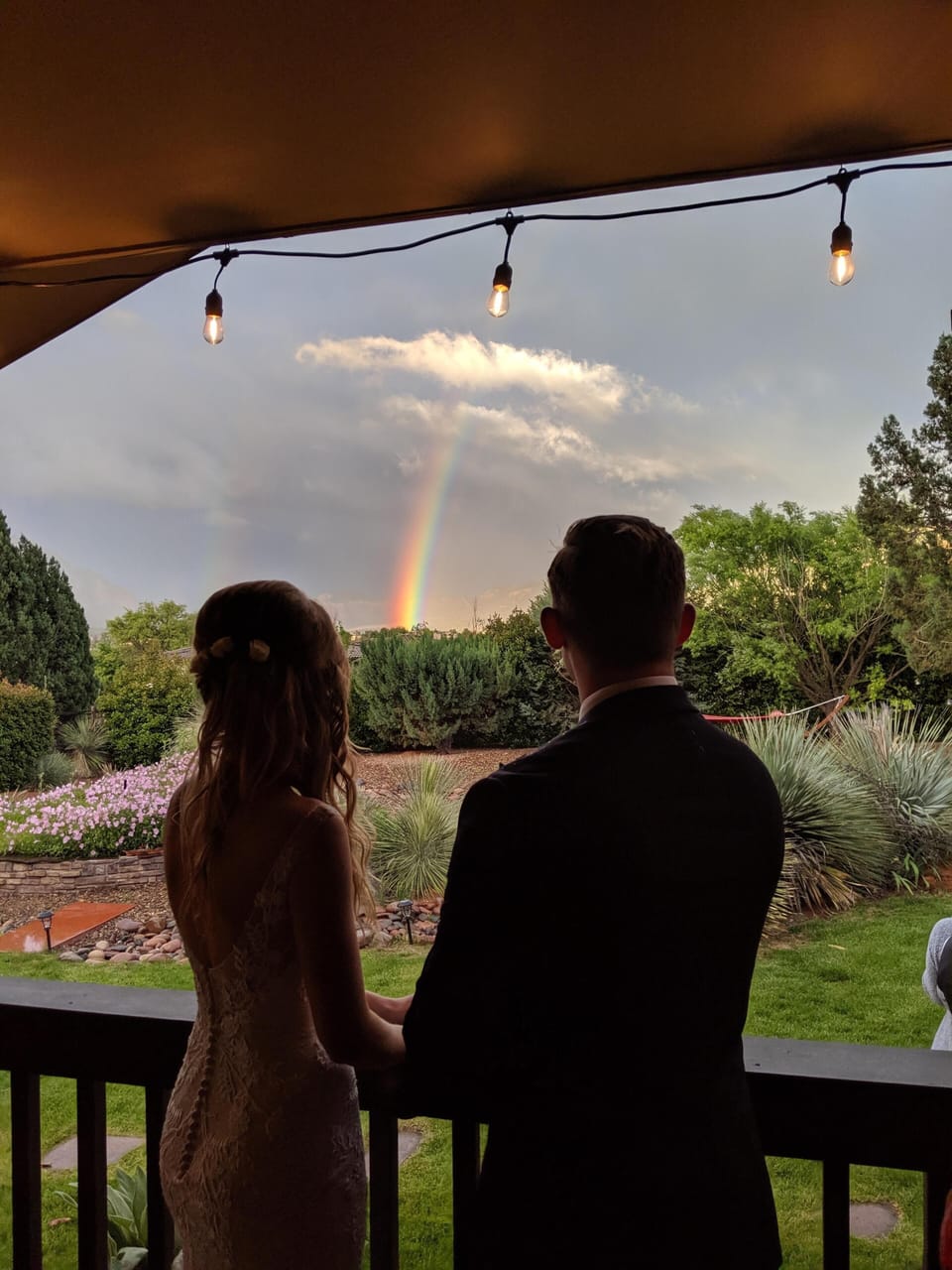 Bridal Couple on Back Patio