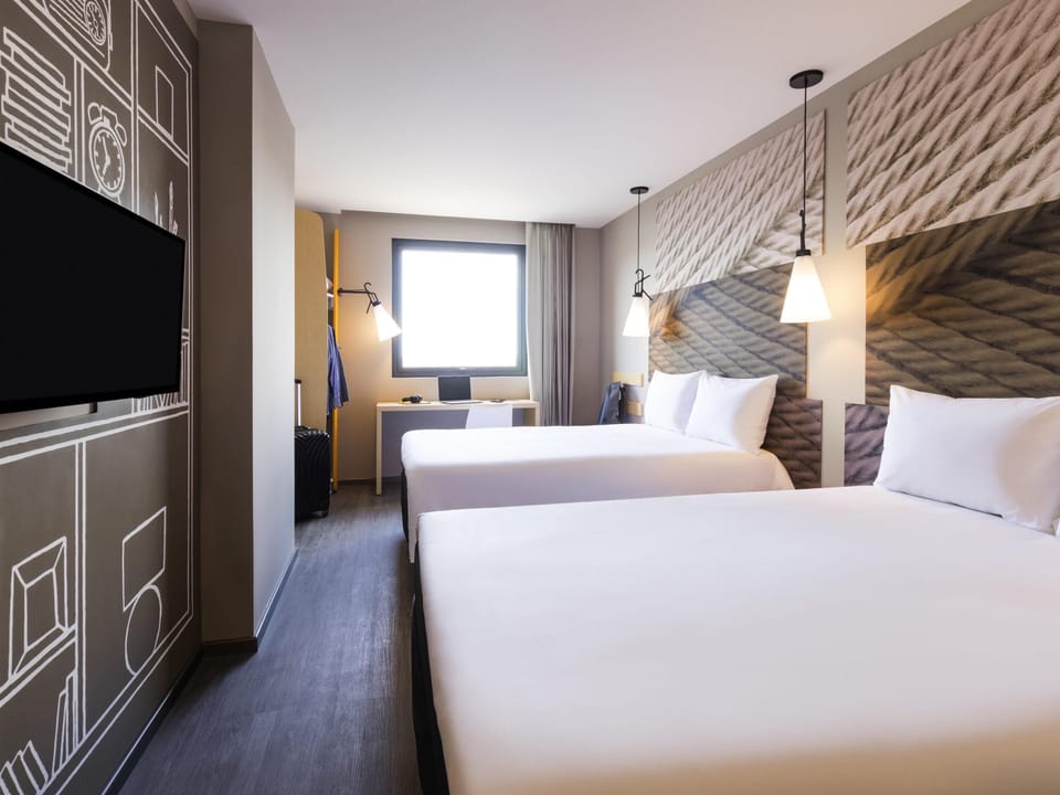 Double Room, 2 Double Beds | In-room safe, desk, soundproofing, iron/ironing board
