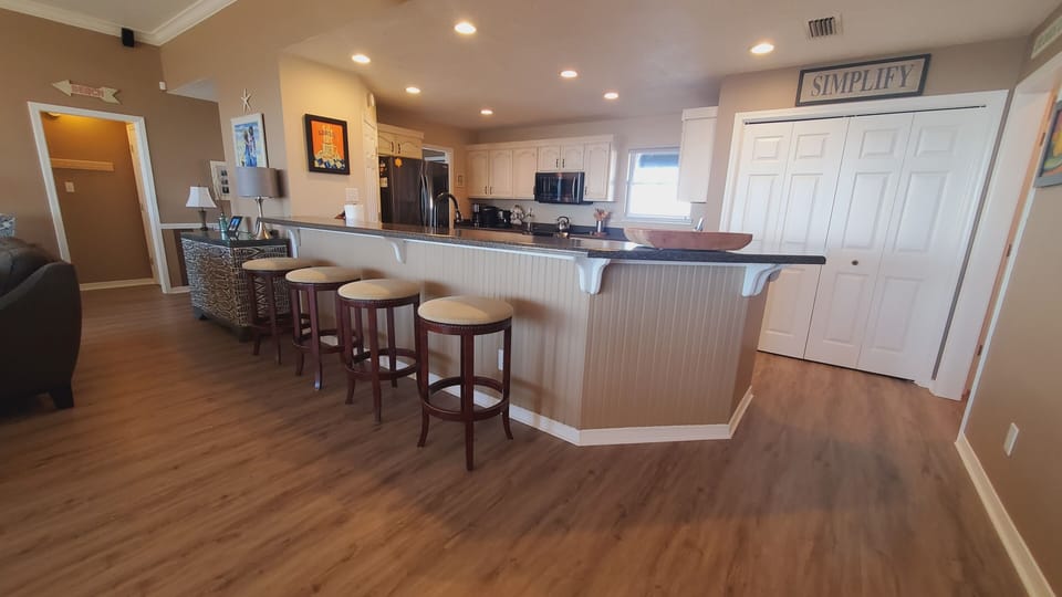 The kitchen counter - always a gathering place.
