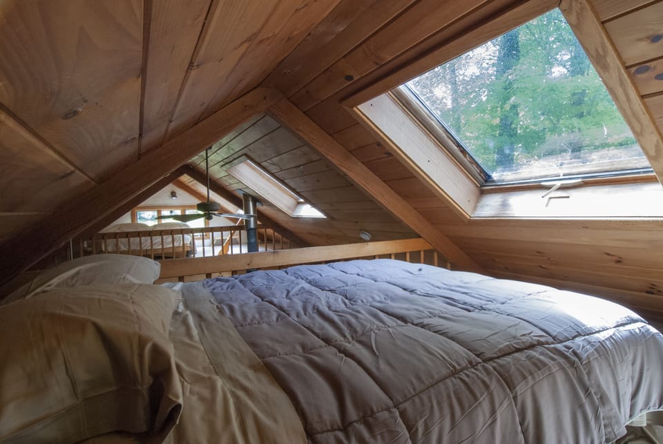 The 1st loft is level with the 2nd loft. Both offer views of the stars at night.