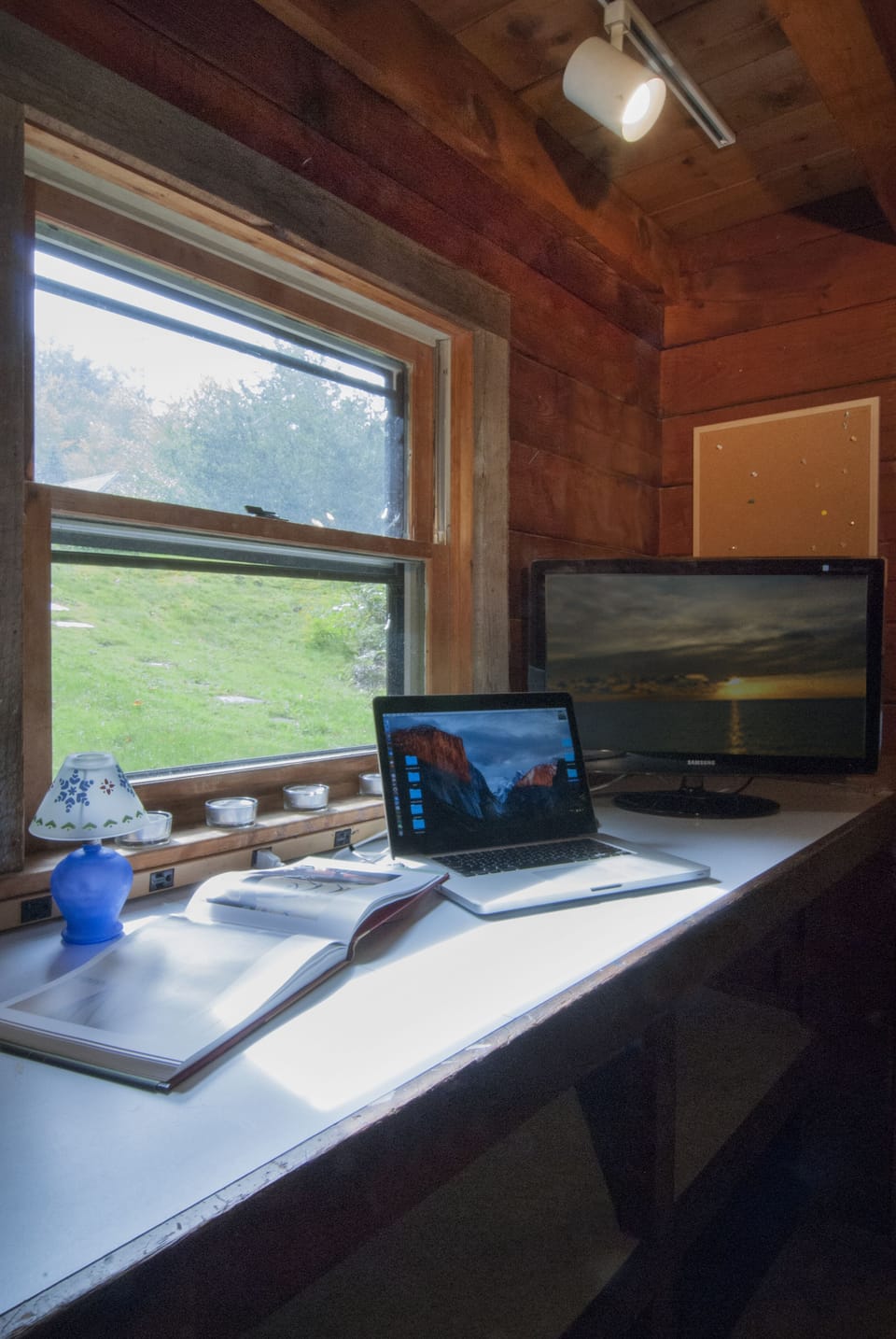 Private workspace in the back hall.