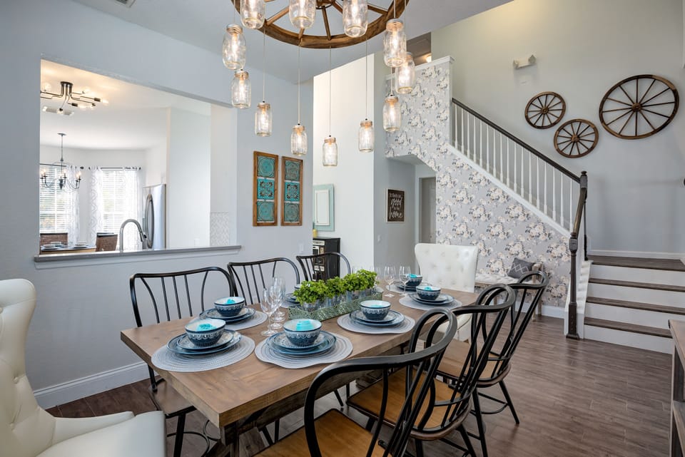 Dining table with seating for 8