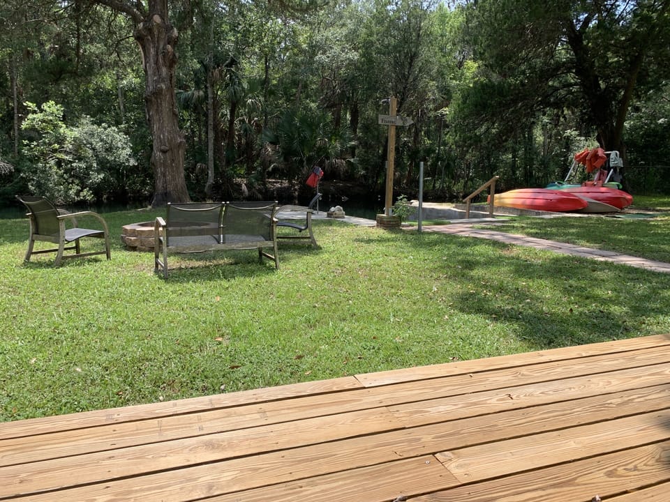 New wood deck to enjoy the river and nature right outside your back door.