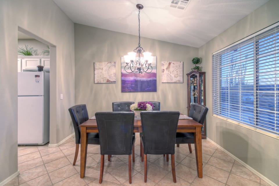 Dining room is at the front of home and offers picturesque views of the front yard and beyond.