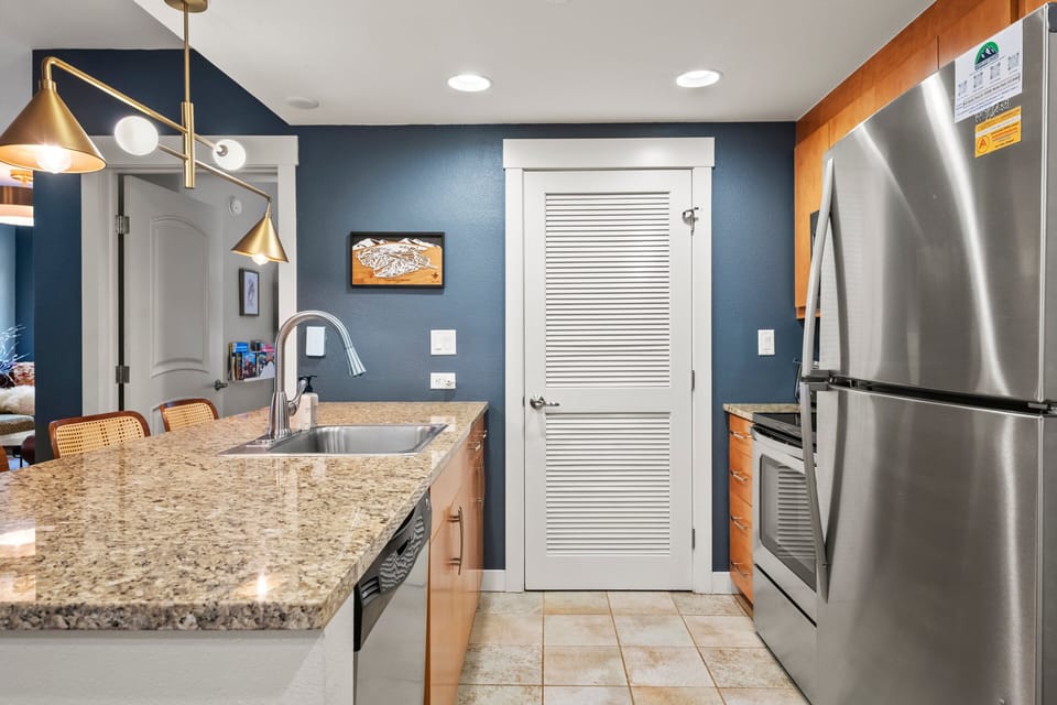 Kitchen and attached laundry room