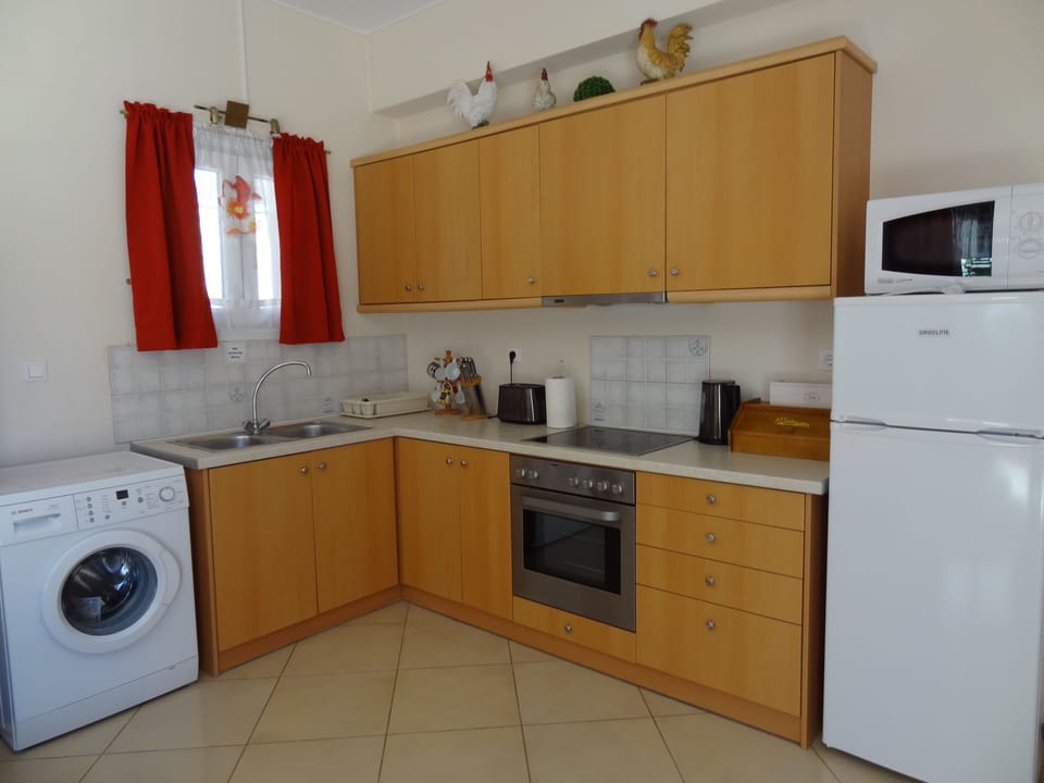 Fully equipped modern kitchen.