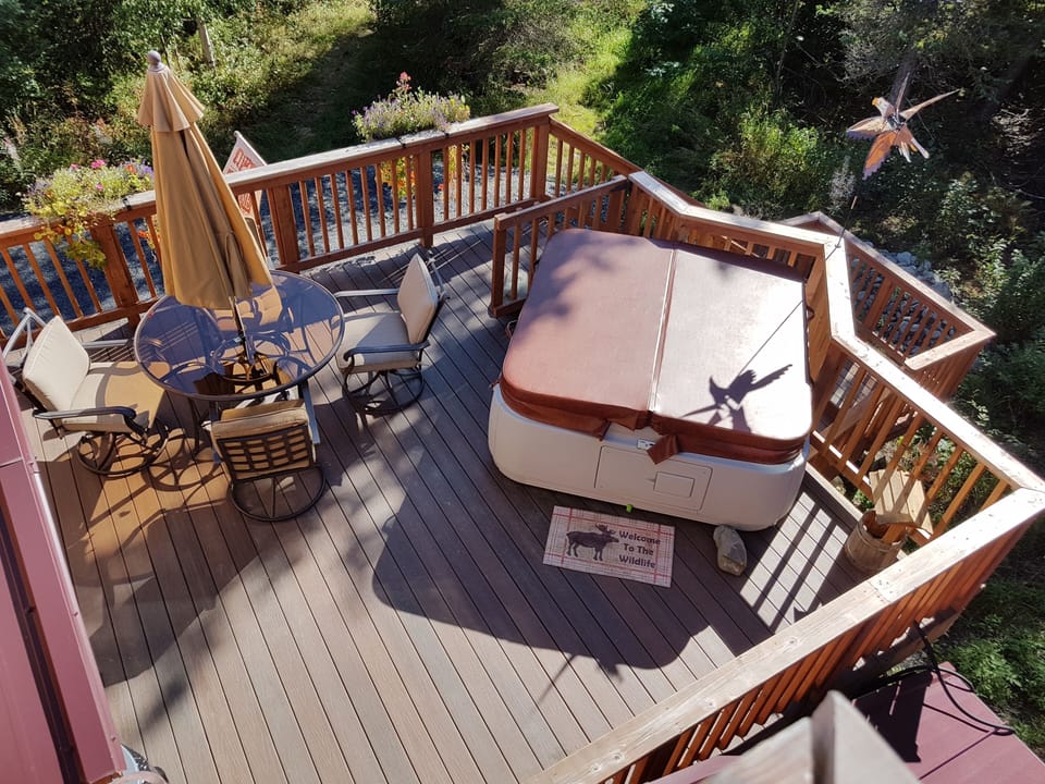Main deck with hot tub